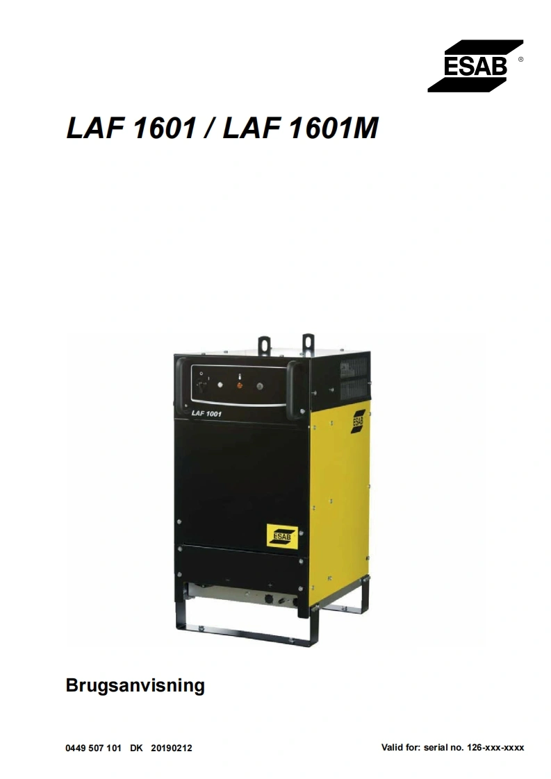 ESAB-LAF 1601--LAF 1601M操作手册含电器原理图-找手册网